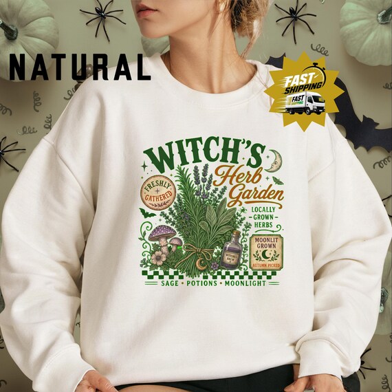 Retro Witch's Herb Garden Sweathirt, Vintage Herbalist Sweatshirt, Witchy Plant Lover Sweatshit,Gothic Cottage Witch Graphic, Herbalist Gift