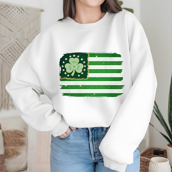St Patrick's Day Irish American Tee – USA Irish Clover Emblem, Shamrock USA Clover Flag Irish Pride Shirt