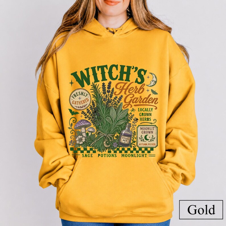 Retro Witch's Herb Garden Sweathirt, Vintage Herbalist Sweatshirt, Witchy Plant Lover Sweatshit,Gothic Cottage Witch Graphic, Herbalist Gift