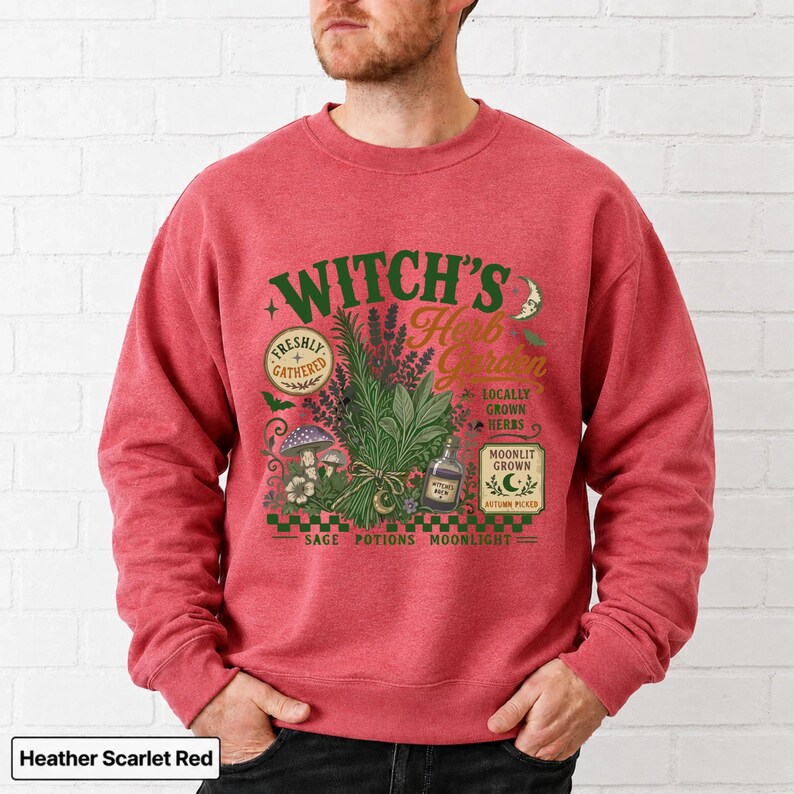 Retro Witch's Herb Garden Sweathirt, Vintage Herbalist Sweatshirt, Witchy Plant Lover Sweatshit,Gothic Cottage Witch Graphic, Herbalist Gift
