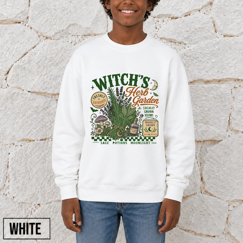 Retro Witch's Herb Garden Sweathirt, Vintage Herbalist Sweatshirt, Witchy Plant Lover Sweatshit,Gothic Cottage Witch Graphic, Herbalist Gift