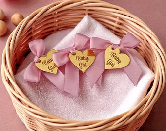 Gold Heart Acrylic Mirror Tag: Wedding, Baby Shower, Christening, Baptism, First Birthday Tag