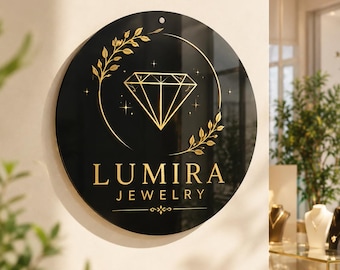 3D Acrylic Logo Sign Custom Business Door Wall Office Storefront Personalized Round Commercial