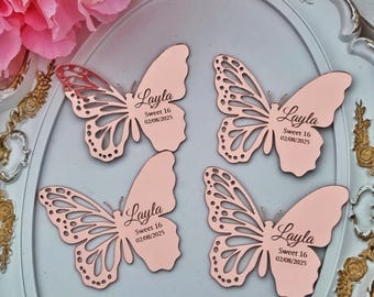 Custom Butterfly Magnet Favors, Quinceañera Gifts, Baby Shower, Sweet 16, Mis XV