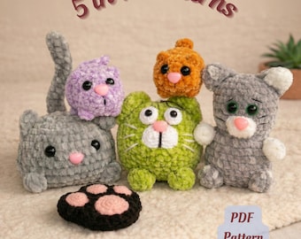 Amigurumi Cat Crochet Pattern Bundle – 5-in-1 Plush Kitty Toy (PDF Pattern)