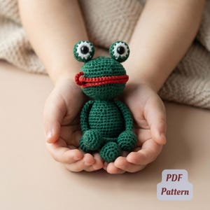Crochet Frog Pattern PDF, Amigurumi Desk Pet, Mini Plush Toy Instructions