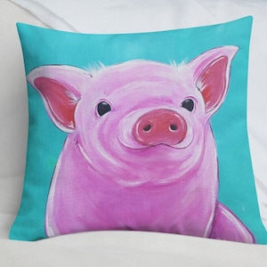 Cute Pig Pillow, Pig Throw Pillow, Pig Mom Gifts, Pig Dad Gifts, Pig Home Decor, Farm Animal Pillow, Farmhouse decor, Rustic pig art