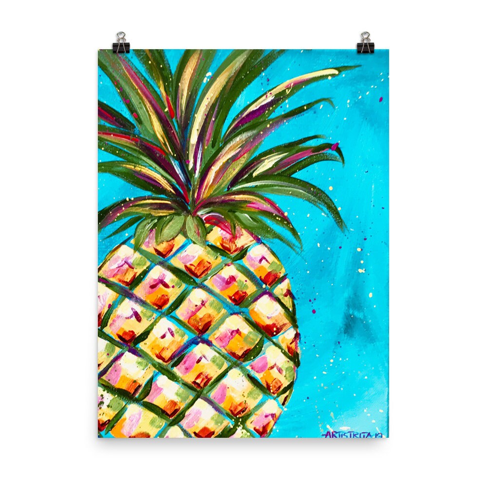 Pineapple Art Pineapple Wall Art Hawaiian Decor Hawaiian Etsy