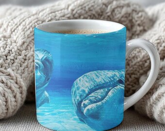 Dolphin Mug Whimsical Ocean Coffee Cup Beach Lover Gift Blue Dolphins Kitchen Decor Gift Idea For Mothers Day Or Birthday