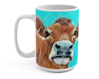 Jersey Cow Mug, 15oz Cow Mug, Cow Coffee Mug, Cow Mug, I just Freakin Love Cows ok, Cow Lover Coffee Mug, Cow Lover Gift, Funny Cow Mug,