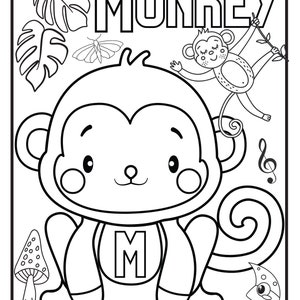 Monkey Coloring Page Digital Download, Monkey Coloring Page, Digital ...