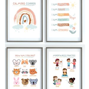 Calm Corner Digital Download, Feelings Chart For Toddlers,  Boho Rainbow Calm Corner, Kids Feelings Chart, Toddler Calming Corner,