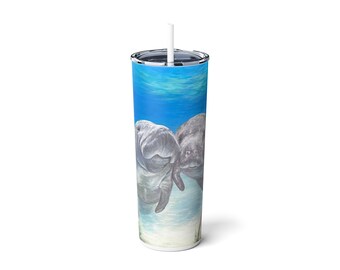 Manatee-Becher, Manatee-Liebhaber-Becher, Florida Wildlife, Manatee-Liebhaber-Becher, Florida Wildlife, dünner Stahlbecher mit Stroh, 20 Unzen