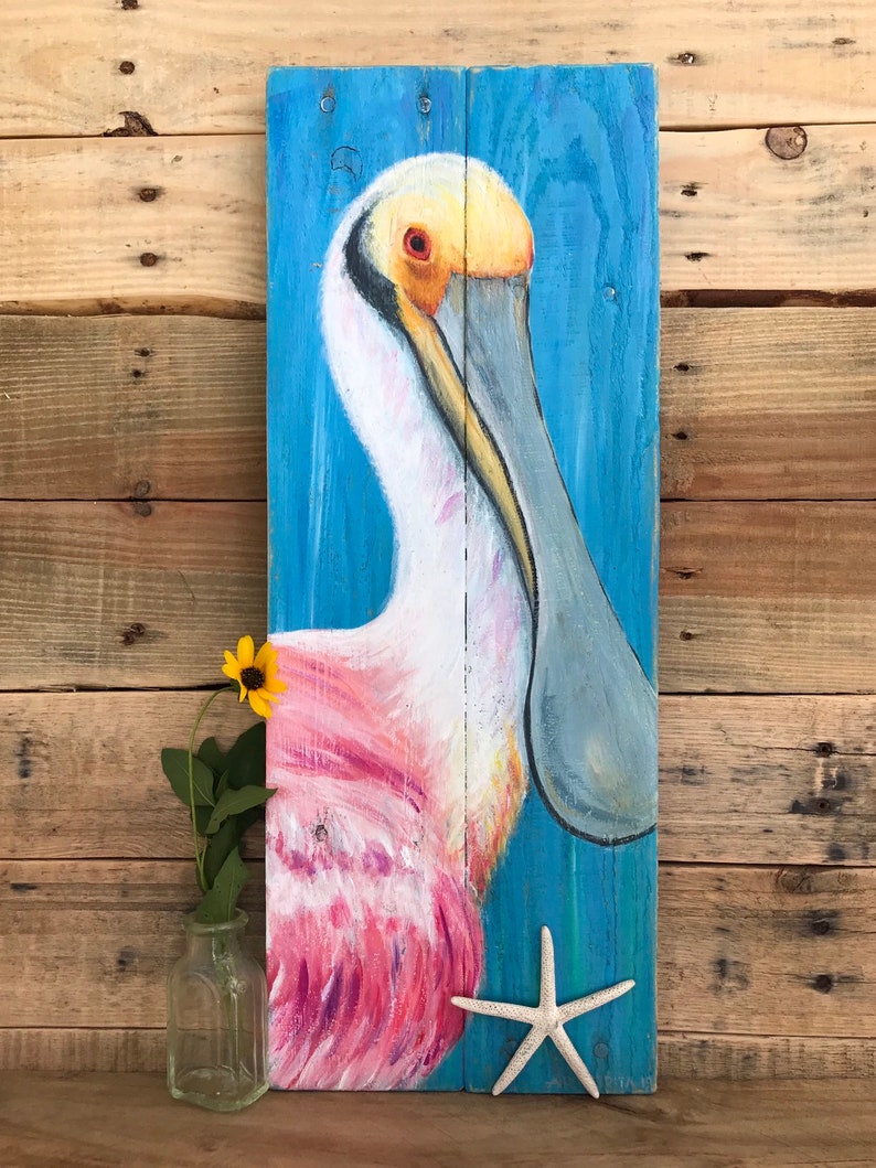 Spoonbill Painting Spoonbill Bird Art Coastal Birds - Etsy