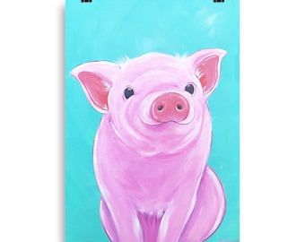 Pig Print Farmhouse Animal Wall Decor Art Gift For Her Bedroom