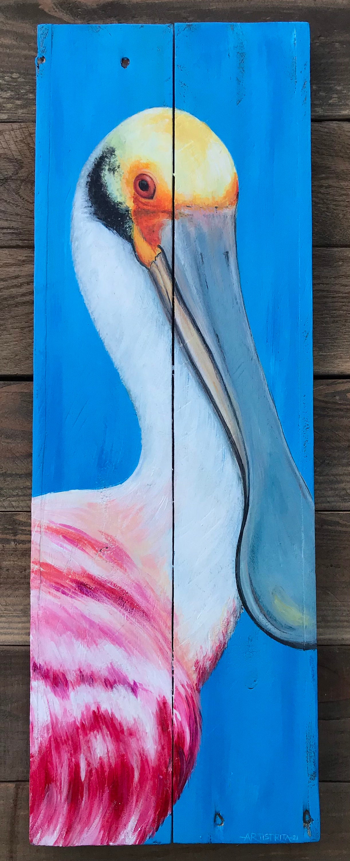 Spoonbill Painting Spoonbill Bird Art Coastal Birds | Etsy