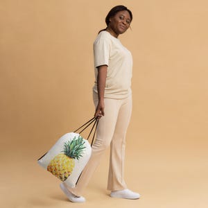 Pineapple Drawstring Bag Tropical Beach Gym Sack (15x17)