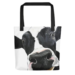 Tote de vaca, bolsa de tote de vaca, bolsa de vaca, bolsa de juguete de animales de granja, tote de vaca divertida, bolsas de tote, regalo de los amantes de la vaca, vacas blancas y negras, bolsa de tote de vaca lindo