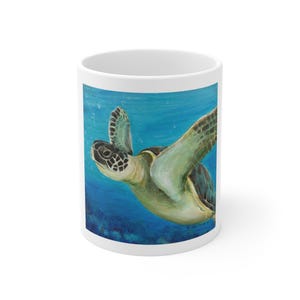 Sea Turtle Mug, Ocean Lover Gift, Marine Life Coffee Cup, Eco-Friendly Drinkware, Nature Lover&#39;s Collectible