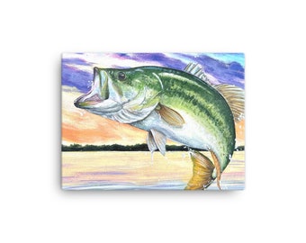 Largemouth Bass Print Fish Fisherman Gift
