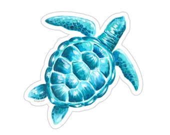 Sea Turtle Sticker For Laptop Water Bottle Save The Sea Gift Idea For Nature Lover Coastal Whimsical Ocean Art