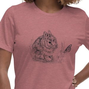 Bunny Rabbit T-Shirt, Cute Bunny Women’s Fitted Tee, Rabbit Lover Shirt, Animal Lovers. Bunny Rabbit Shirt, Bunny Shirt, Animal T-Shirt