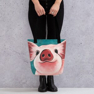 CafePress Christmas Pig Tote Bag – Natural Canvas Reusable Shopping Bag With Graphic Design