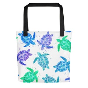 Sea Turtle Print Tote Bag, Sea Turtle Bag, Turtle Bag, Tote Bag