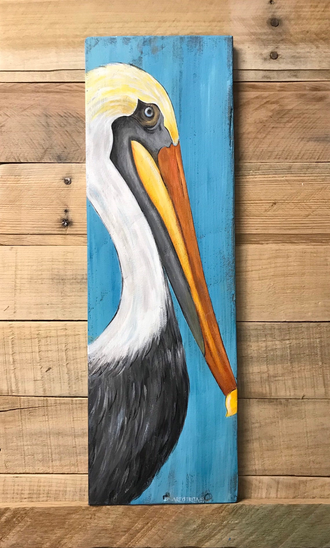 Pelican Painting on Wood Pelican Painting Pelican Art | Etsy