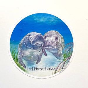 Manatee Sticker, Manatee Sticker for Gift, Manatee Decal, Laptop Sticker, Water Bottle Sticker, Manatee Vinyl Decal, Manatee Art
