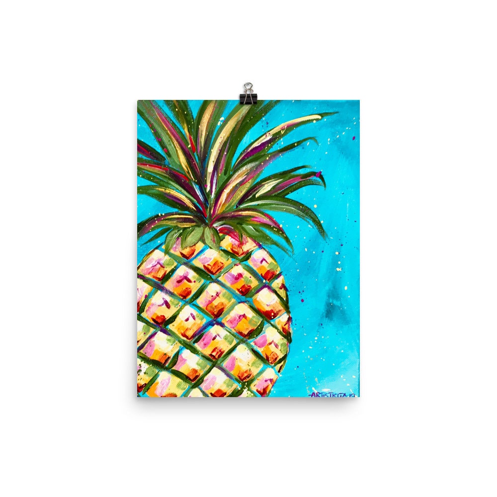 Pineapple Art Pineapple Wall Art Hawaiian Decor Hawaiian Etsy