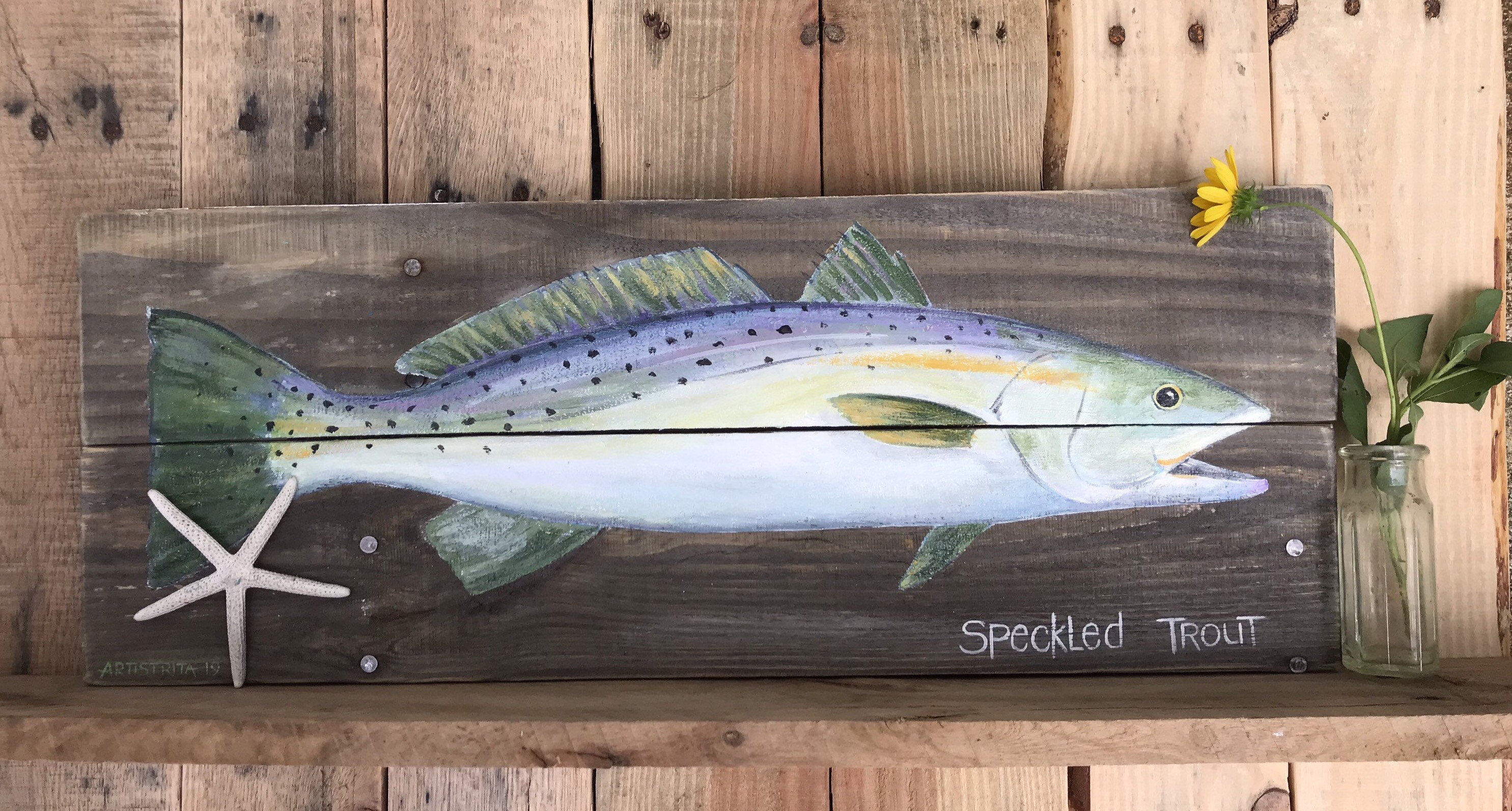 Speckled Trout Painting Speckled Trout Trout Fish Art Etsy