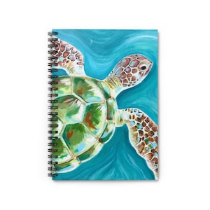 Sea Turtle Ruled Spiral Notebook , Functional Turtle Art, Creative Journal, Cute Sea Turtle Notebook, Sea turtle Lined Notebook, Art