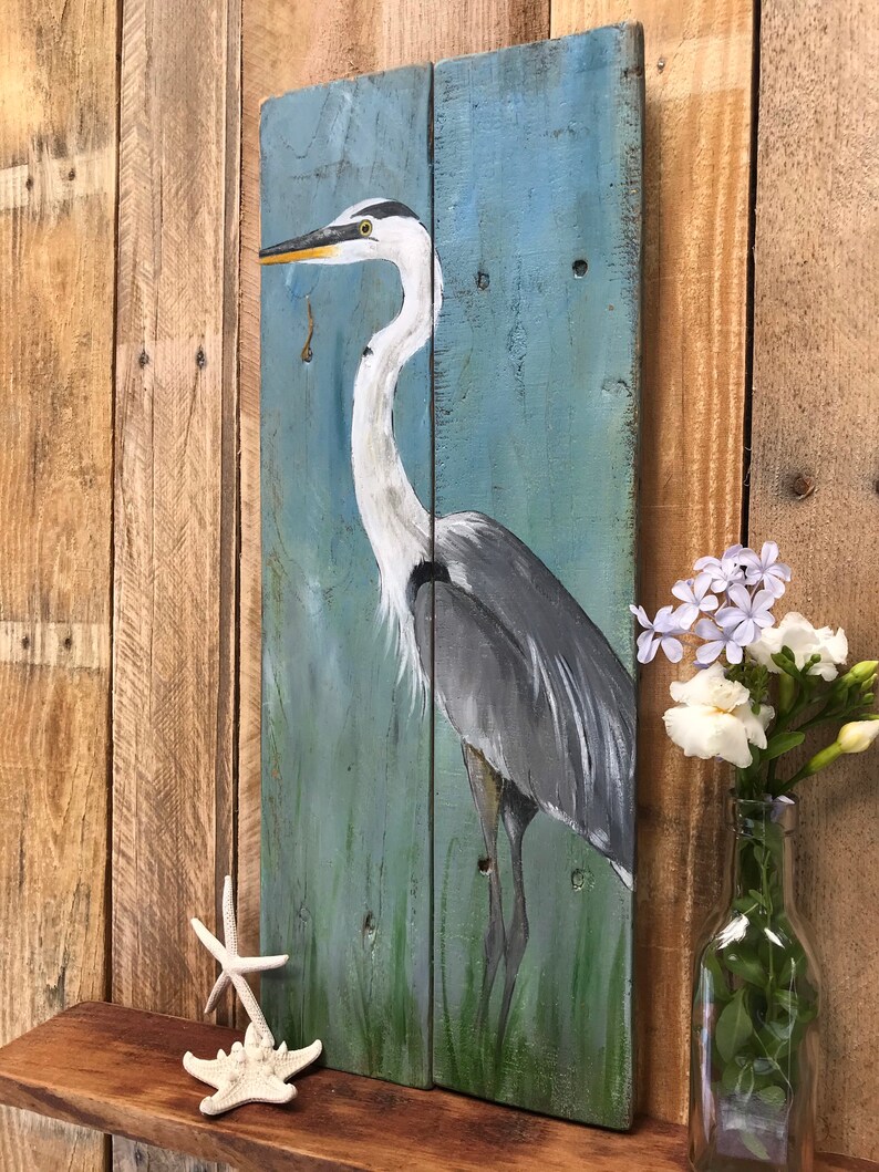 Heron Painting Great Blue Heron Heron Art Florida Birds Etsy
