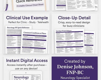 Neurology NP Quick Reference, Clinical Cheat Sheet (Printable)