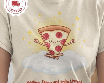 Yoga Meditation Shirt, Pizza Meditation Tee, Zen Shirt, Mental Health Shirt, Yoga Relaxation, Hippie, Spiritual Mindfulness, Bohemian Gift