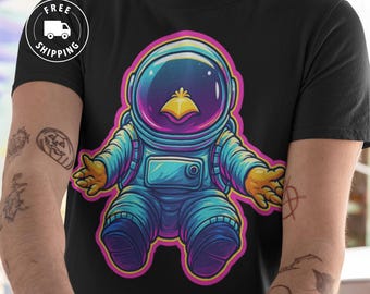 Space Neon Chicken Retro 90's | T-Shirt Unisex Funny Gift