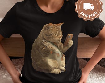 Funny Kitten Top, Cat Fishing Tee, Quirky Cat Shirt, Dad Gifts, Cat Lady, Trout Fish, Gag Gifts, Joke Meme Shirt, Animal Lovers