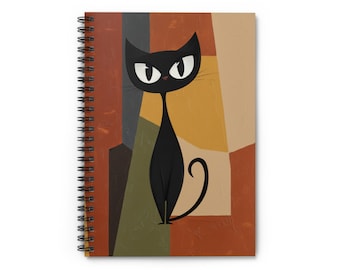 Cat Art Spiral Notebook, Ruled Journal | Cute Cat Illustration
