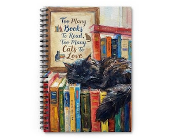 Cat Art Spiral Notebook | Illustrated Cat Sketches, Ruled Lined Journal