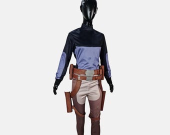 Disfraz de Sabine Wren, la mandaloriana, para mujer - Cosplay rebelde de Star Wars con cinturón de cuero