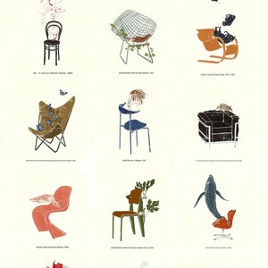 Mid-century modern Chairs _ Art Print in multiple sizes