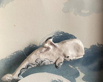 WHALE RIDER - – Framed Mixed Media Artwork