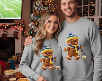 Sudadera unisex de pareja de pan de jengibre de los LA Rams / Partido de fútbol navideño
