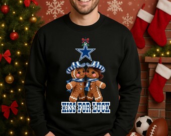 Sudadera unisex de pareja de pan de jengibre navideño de los Dallas COWBOYS