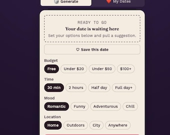 DateDrop: App per idee personalizzate per appuntamenti (download digitale)