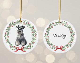 Personalized Miniature Schnauzer Christmas Ornament | Custom Dog Portrait