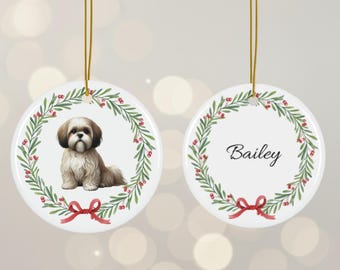 Personalized Shih Tzu Christmas Ornament, Custom Dog Keepsake