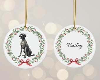 Personalisierte Dane Weihnachtsverzierung: Kundenspezifisches Hundeandenken