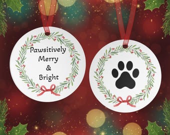 Dog Paw Print Christmas Ornament | Pawsitively Merry Holiday Decor